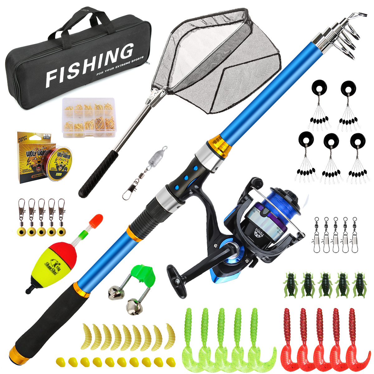 2.1-3.6M Telescopic Glass Fibe - Fishing Rod Combo recension och pris