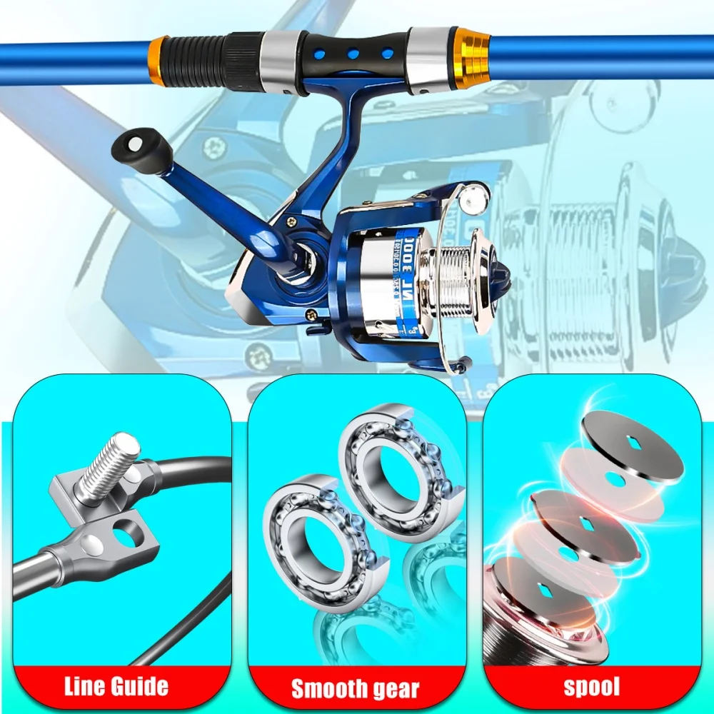 2.1-3.6M Telescopic Glass Fibe - Fishing Rod Combo recension och pris